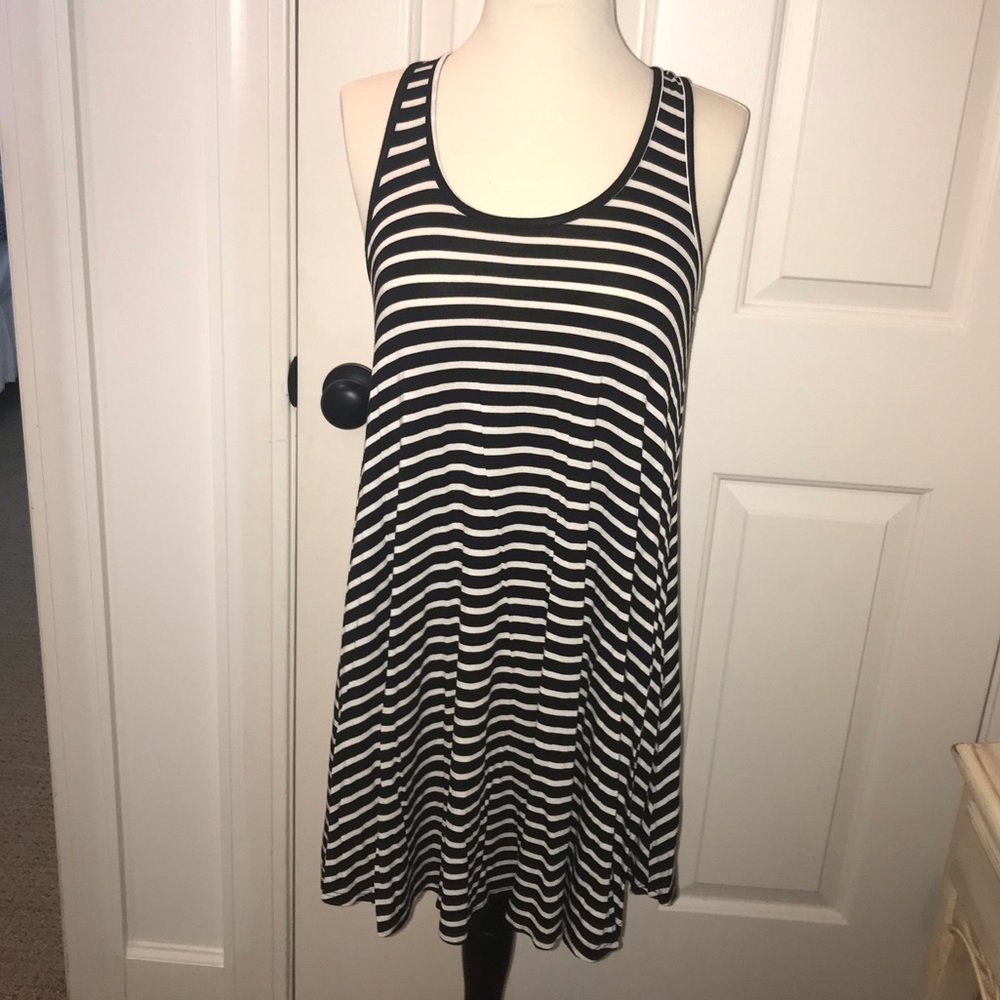 socialite black and white striped tee shirt dress